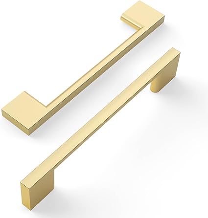 Amerdeco 10 Pack Brushed Gold Cabinet Pulls 5 Inch(128MM) Hole Centers Kitchen Cabinet Handles Cabinet Hardware Kitchen Handles for Cabinets Cupboard Handles Drawer Pulls ZH0060