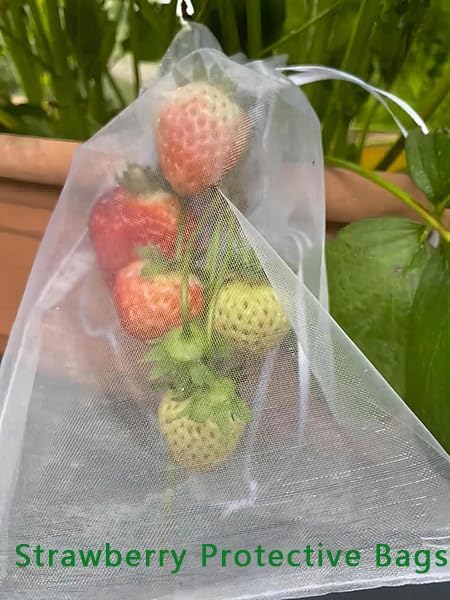 YunKo 100pcs Organza Bags 6x9 Inches Drawstring Jewelry Gift Mesh Bags Fruit Protection Bag White Sheer Organza Wedding Favor Bag