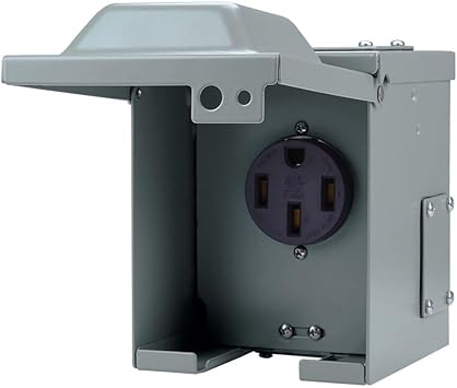 50 Amp RV Outlet Box, 125V250V Nema 14-50R RV Receptacle, Enclosed  Lockable Weatherproof 50Amp RV Plug for RVs, Motorhomes, Trailers, Electric Car, Generators (50 Amp)