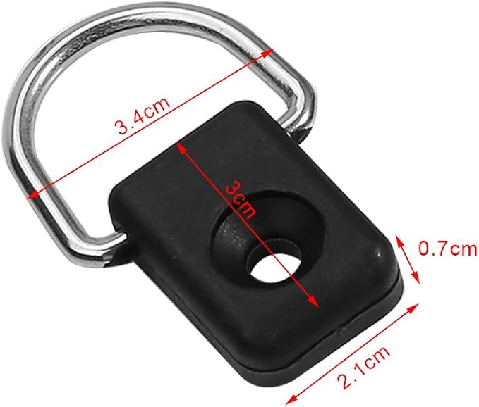 10Pcs Kayak Safety Fitting Boat Fishing Black Rigging D Ring with M6 Screws Used with a Paddle Leash for Canoe Bungee Kit Accessory