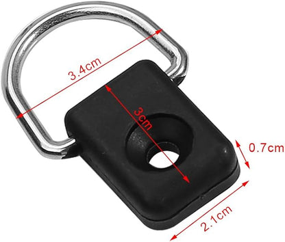 10Pcs Kayak Safety Fitting Boat Fishing Black Rigging D Ring with M6 Screws Used with a Paddle Leash for Canoe Bungee Kit Accessory