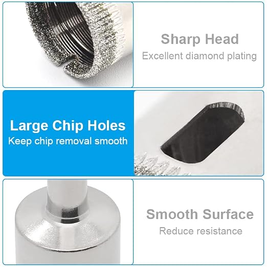 Diamond Drill Bits - 2-3/8" / 60mm Glass & Tile Hole Saw, Suitable for Ceramic, Glass, Tile & Marble