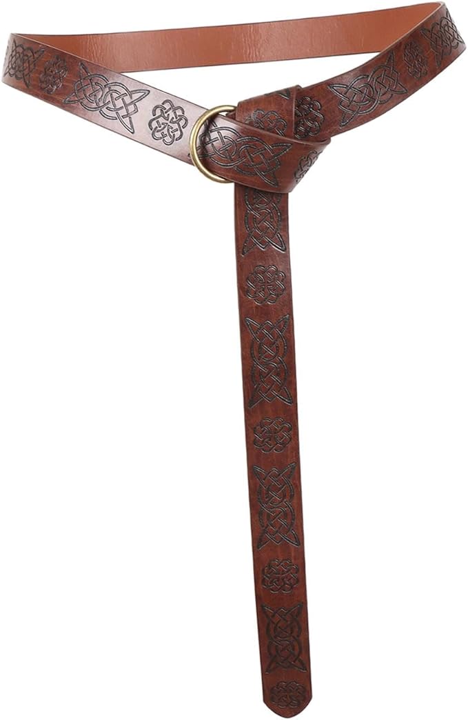 5xMen Medieval Knight PU Leather Belt Halloween Costume Vintage Embossed Pattern Knight Waist Belt for Carnival Halloween