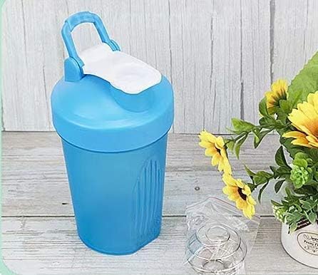 Blender Shaker Bottle w. Classic Loop Top & Stainless Whisk Ball-Perfect for Protein Shakes and Pre Workout (16 Oz-400ML, Blue Top/Blue Cup), Full Color-16 Oz