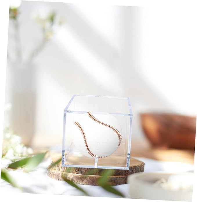 2Pcs Transparent Baseball Display Case with Stand Baseball Holder for Collectibles and Memorabilia for Home and Sports Enthusiasts