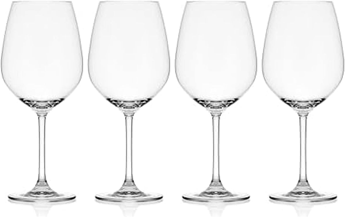 Mikasa Lana Bordeaux Red Wine Glasses, Set of 4, 22 Ounce, Clear