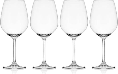 Mikasa Lana Bordeaux Red Wine Glasses, Set of 4, 22 Ounce, Clear