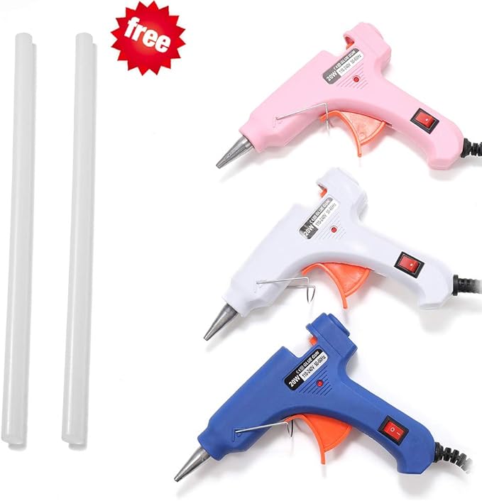 1 set 20W Hot Melt Glue Gun With Glues Stick Industrial Craft Mini Guns Thermo Electric Heat Temperature Tool For DIY Jewelry Making (Orange-EU)