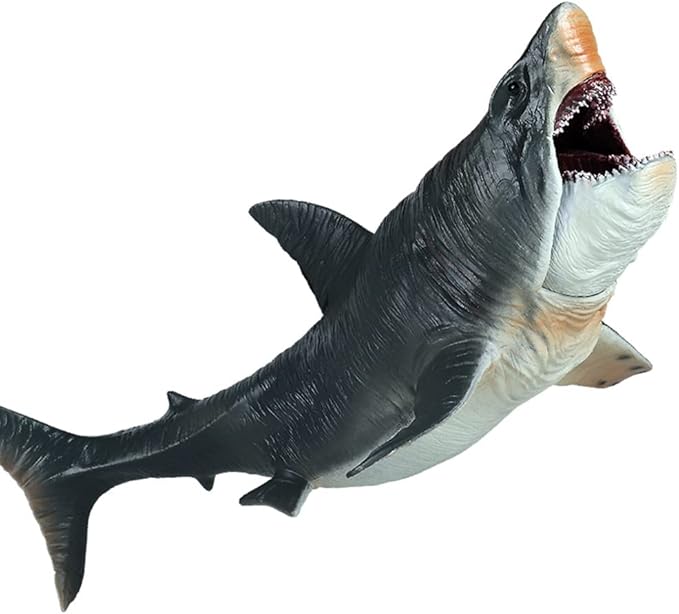 EOIVSH Large Megalodon Shark Toy, Plastic Ocean Animal Figurine, Realistic Sea Monster Toy Figure for Collection Gift, Bath Toy, Cake Topper