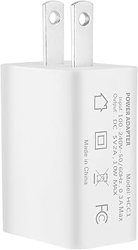 USB Wall Plug Charger Adapter, BENACES AC Power Connector, 5V 2A Power Charging Block Adapter Converter for Cell Phone, Computer, Camera, Bedside Lamp, Fan, LED Light String