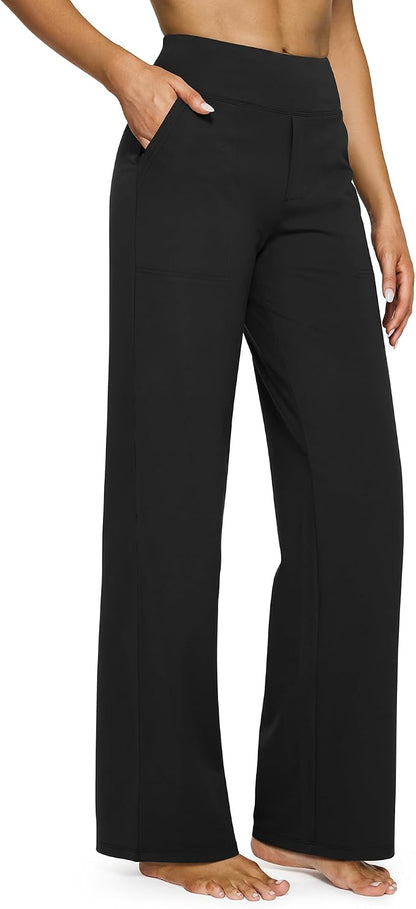 G4Free EverGoing Yoga Pants Women Wide Leg Pants with Pockets High Waist Stretch Dress Casual Sweatpants Petite/Regular/Tall