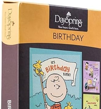 Birthday Peanuts - 4 Design Assortment with Scripture - 12 Birthday Boxed Cards & Envelopes