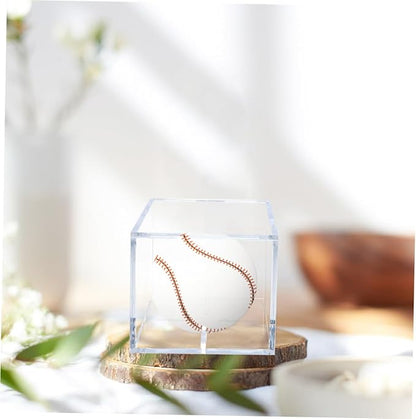 Totority Set of 2 Acrylic Baseball Display Cases Clear Cube Holders Perfect for Collectibles Showcase