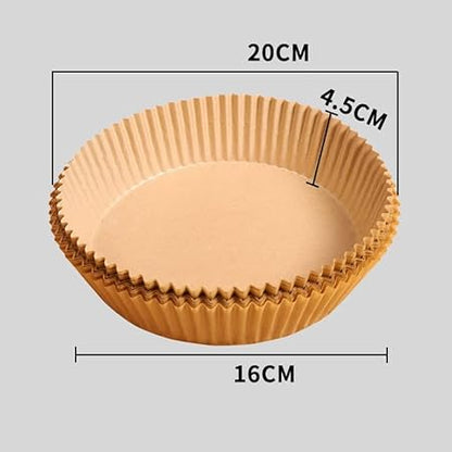 Air Fryer Disposable Paper Liner, Non-Stick Oil Resistant, Waterproof,Food Grade Baking Paper Baking Microwave Baking Paper (2 Colors) (Color : 25 Pcs Brown)