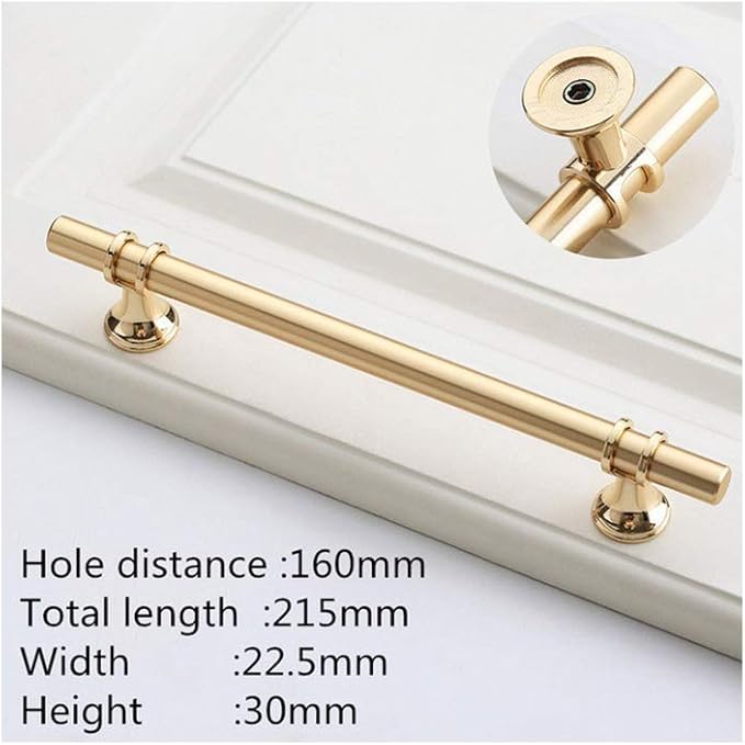 Drawer knobs,Cupboard knobs,Modern Zinc Alloy Black Gold Door Handles Kitchen Cabinet Handles Solid Drawer Knobs Fashion Furniture Handle Hardware,Black Gold knob (Color : Copper Gold 160mm)
