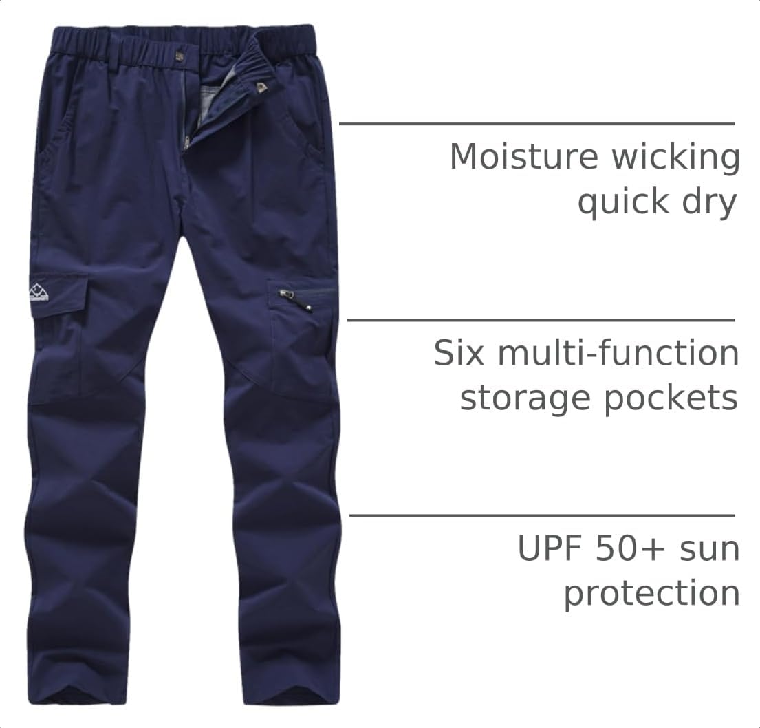 YSENTO Women's Hiking Pants Lightweight Stretch Quick Drying UPF 50 Camping Travel Work Cargo Pants 6 Pockets