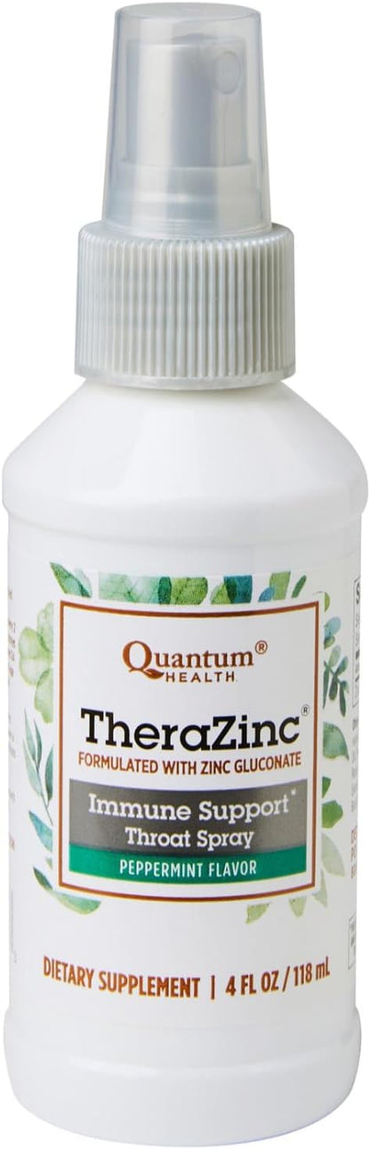 Quantum Health TheraZinc Oral Spray, Zinc Immune Support For Adults and Kids, Provides Throat Relief in a Soothing Liquid Zinc Spray, 4 Oz.