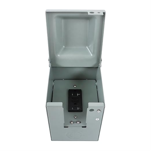labwork 20A Outdoor Outlet Box GFCI Protected Outlet, Weatherproof Metal Enclosure, Easy Installation