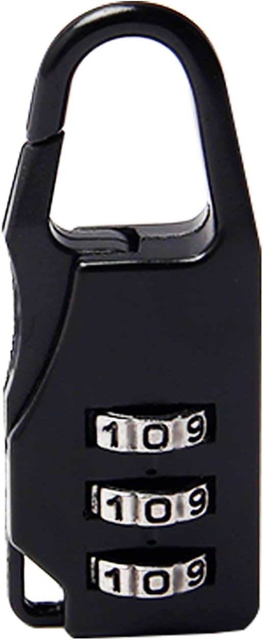 MroMax 3 Digit Combinations Padlock The Safe Cipher Lock Mini Zinc Alloy Resettable Code Lock, Black Locks (1 Pack)