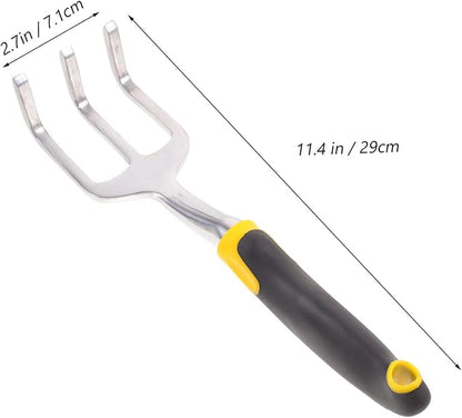 LIOOBO Garden Hand Cultivator Tool 3 Prong Tiller for Gardening Portable Digging Tool for Weeding and Soil Aeration Durable Magnesium Design