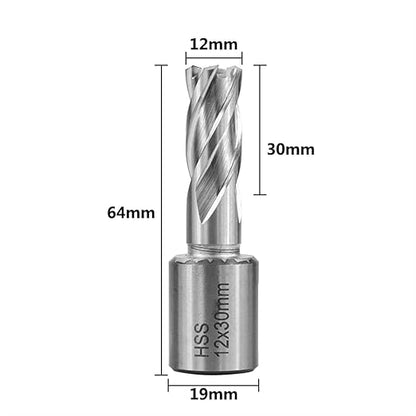 Shank HSS Annular Drill Bit 12-42x30mm TiN Coated Hollow Drill Bit for Metal Cutting Weldon Shank Core Drill Bit