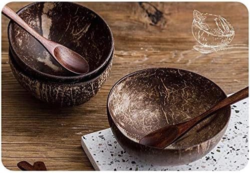 12-15cm Natural Coconut Bowl protection wooden bowl Coconut Wood tableware Spoon Set coco smoothie Coconut Kitchen Environmental (bowl)