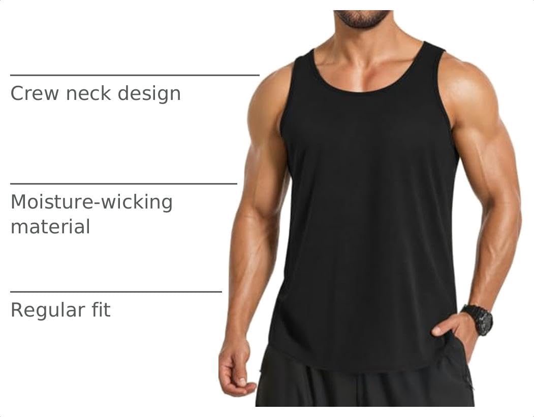 COOFANDY Men's 3 Pack Quick Dry Workout Tank Top Gym Muscle Tee Fitness Bodybuilding Sleeveless T Shirt.