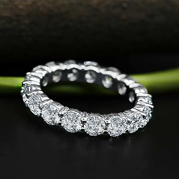 BeBold 3.2ct Round Cut Simulated Diamond CZ Wedding Ring Band White Gold Plated Full Eternity