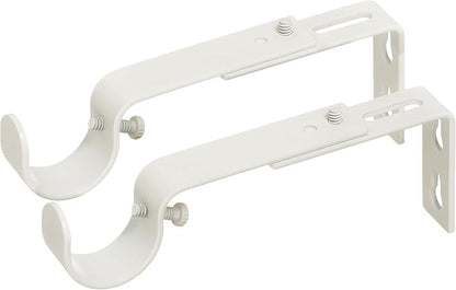 Ivilon Adjustable Brackets for Curtain Rods - for 1 or 1 1/8 Inch Rods. Set of 2 - Ivory