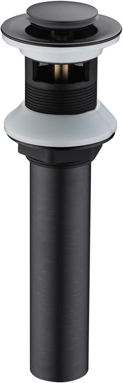 Pop Up Drain Stopper Black with Overflow, Bathroom Sink Drain Matte Black Finish, SUMERAIN
