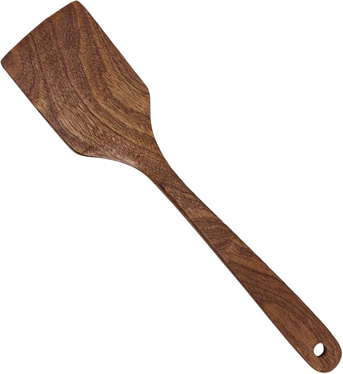 Wooden Turner - Cooking Spoon, Kitchen Spatula  Easy to Use Wooden Stirrer, Food Preparing Cooking Scraper, Effortless Stir Fry Grilling Paddle, Mixing Flipping Spoon for Home Professional Use
