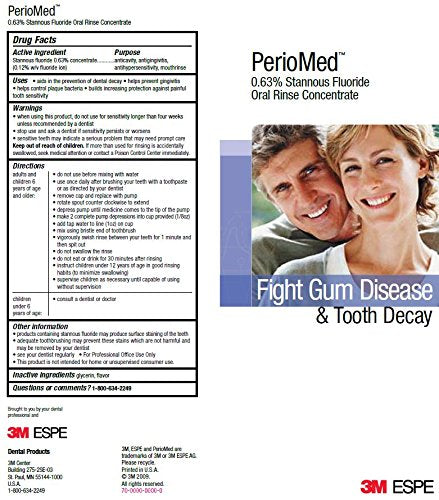 3M ESPE 12105F PerioMed 0.63 Stannous Fluoride Oral Rinse Concentrate Refill, Tropical Fruit Flavor, 10 oz. Bottle with Pump