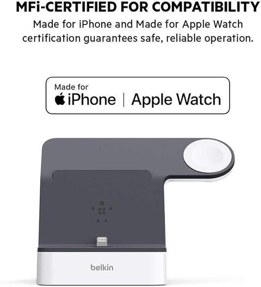 Belkin Magnetic 2-in-1 Lightning Charging Dock for Apple iPhone and Apple Watch - Black