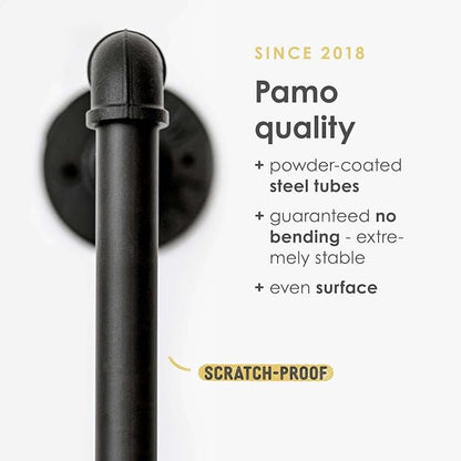 pamo Malleable Cast Iron Fitting Angle 90 Degrees - 34 Inch for DIY Clothes Rail in Industrial Loft Design  90 Angle Elbow  Powder Coated Water Pipe in Black for Do-It-Yourself Wardrobe