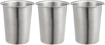 OCS Parts Pro Series Set of Three Stainless Steel Utensil Organizer Cups | 5 Inch Cups for Flatware, Kitchen Utensils, Silverware, Straws, Pens and Pencils