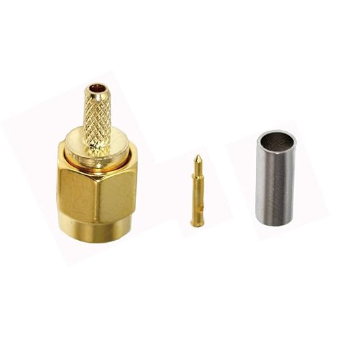 12-Pack SMA Male Crimp Straight Connector, Coax Adapter for RG188 RG178 RG316 RG174A-U/LMR100A/RFC100A Cables