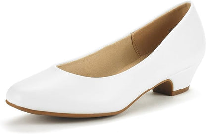 DREAM PAIRS Women's Mila Low Chunky Heel Pump Shoes