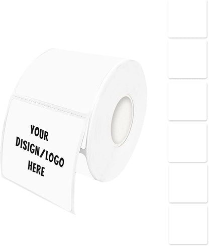 2"x2" White Square Thermal Label Stickers, Self-Adhesive Square Direct Thermal Labels,500 Sheets with Perforation Line in ROLL