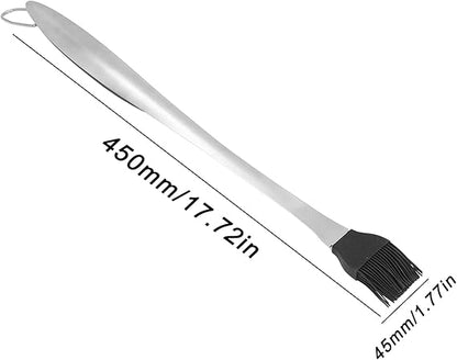 Basting Brush, 17.7 in Multipurpose Stainless Steel Long Handle Basting Brush Oil Spread Brush Heat Insulation Anti Scalding Cooking Brush for Pastry Sauce BBQ Grill