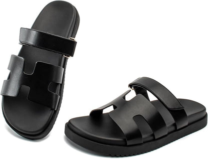 Sandals for Women Open Toe Thick Sole Slide Shoes Comfort Platform Sandals Adjustable Strap Casual Slip on Flats Beach Sandals