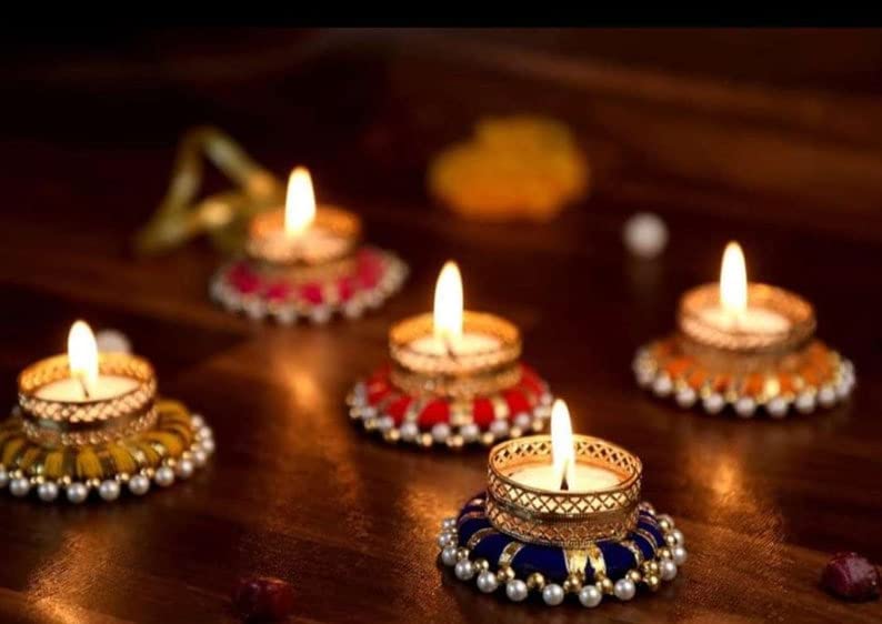 India Gift Hub Multi Color Candle Tea Light Holders Handmade Diyas Home Decor Table Top (Pack of 20)