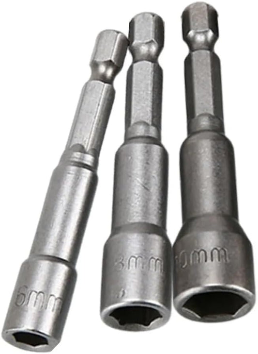 TOOL 3pcs 6810mm Impact Socket Adapter Magnetic Nut Screwdriver Socket Bit Hex Shank Driver Adapter Wrench Socket Adapter Bit