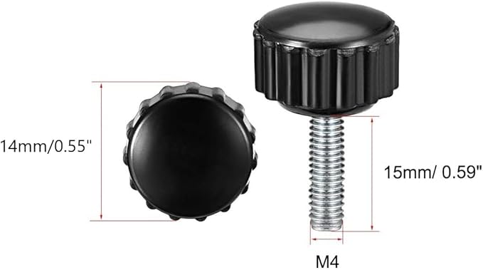 Knurled Thumb Screw for Saw Drill Press Lathe and Routing Jigs Packaging Machinery Printing Equipment Clamping Knobs Grip Threaded Hand Bolt Knobs M4 x 15mm 2pcs