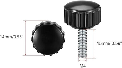 Knurled Thumb Screw for Saw Drill Press Lathe and Routing Jigs Packaging Machinery Printing Equipment Clamping Knobs Grip Threaded Hand Bolt Knobs M4 x 15mm 2pcs