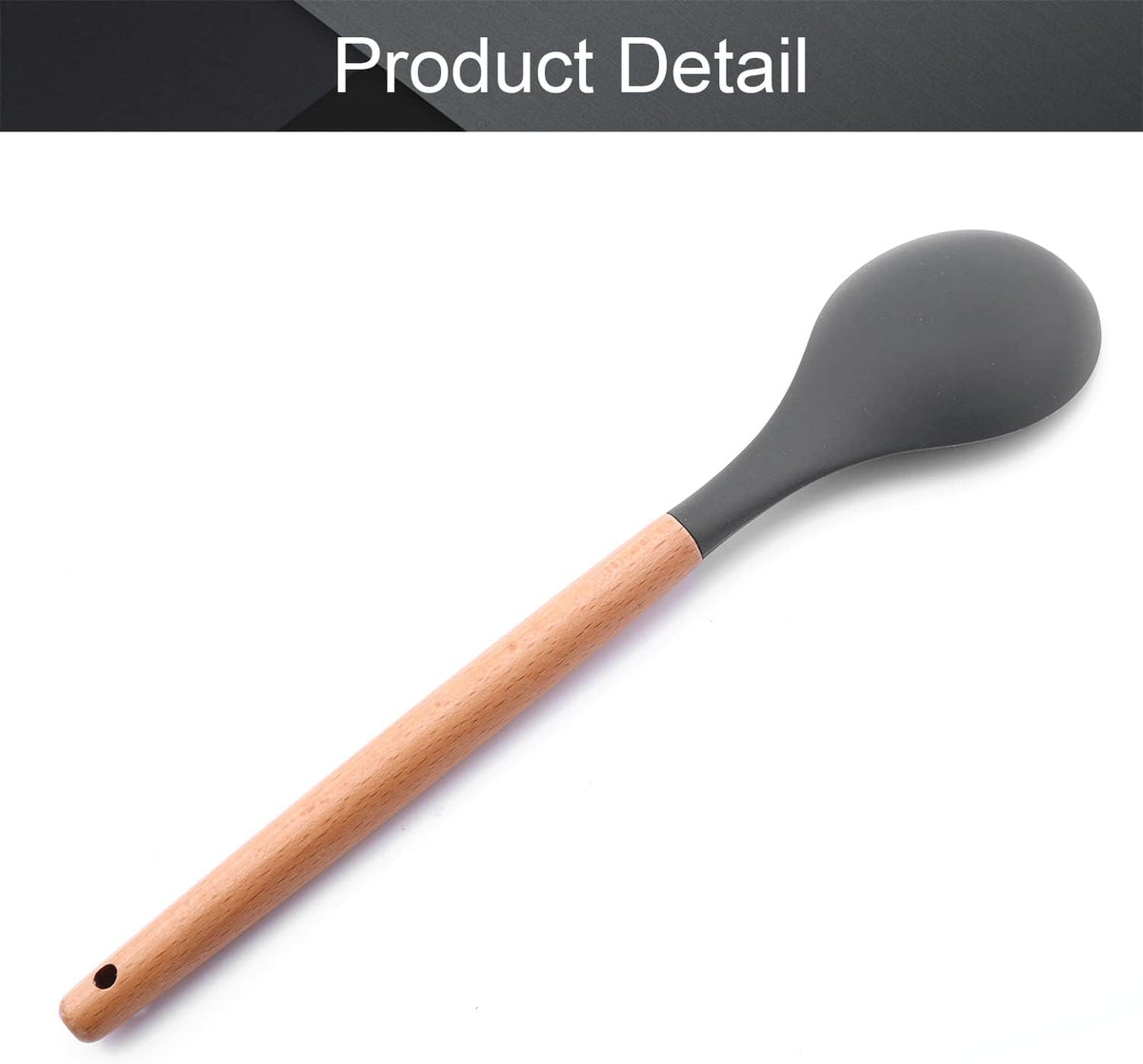 Cooking Kitchenware Tool Silicone Utensils with Wooden Multifunction Handle Non-Stick Spatula Ladle Egg Beaters Shovel New (brown)