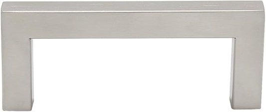 Gobrico Square Kitchen Cabinet Pulls and Knobs Brushed Nickel Bar 3" Hole Centers 3-2/5" Overall Length JS10HSS76 1 Pack