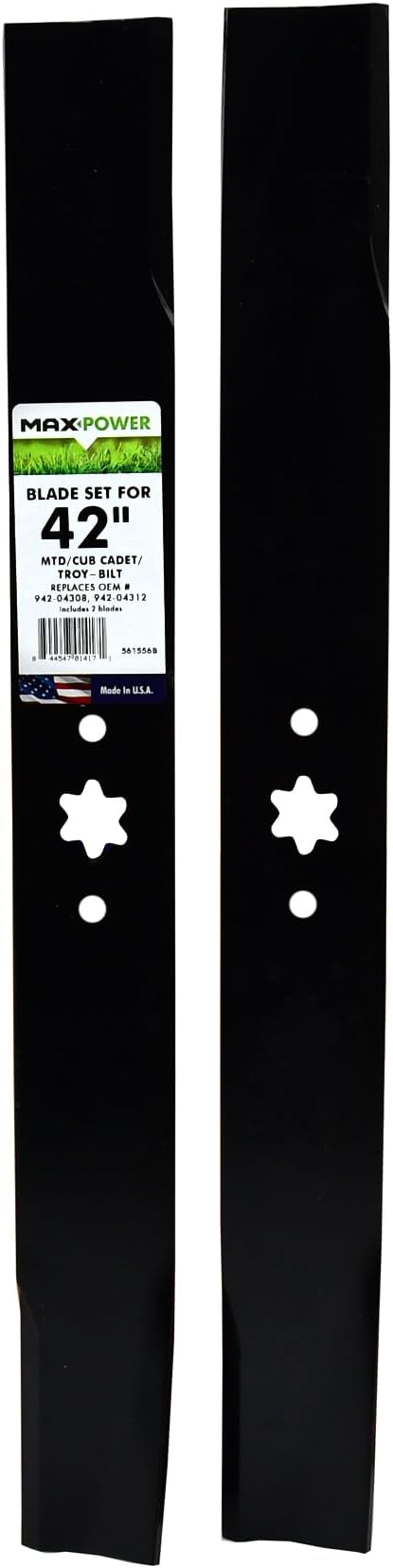 Maxpower 561556B Blade Set for 42" Cut MTD, Cub Cadet, Troy-Bilt Replaces OEM No. 742-04308, 742-04312, 942-04308, 942-04312
