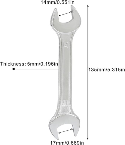 5mm Thickness Open End Wrench 14mm x 17mm Double Open End Wrench for General Maintenance, Metric