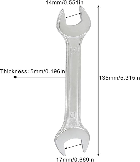 5mm Thickness Open End Wrench 14mm x 17mm Double Open End Wrench for General Maintenance, Metric