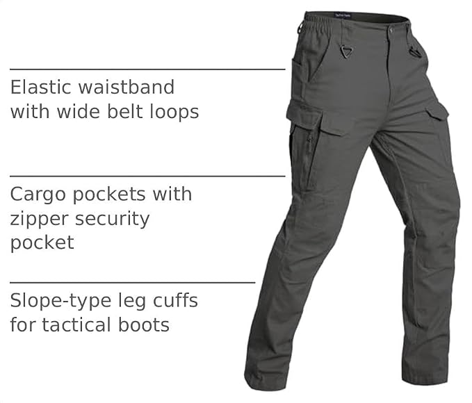Men's Flex Tactical Pants Cotton Stretch Work Cargo Pants Lightweight EDC Outdoor Hiking Trousers
